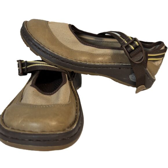 Chaco Women Loyalist Brown Leather Canvas Mary Jane Shoes Performance Size 7.5 - Picture 1 of 9